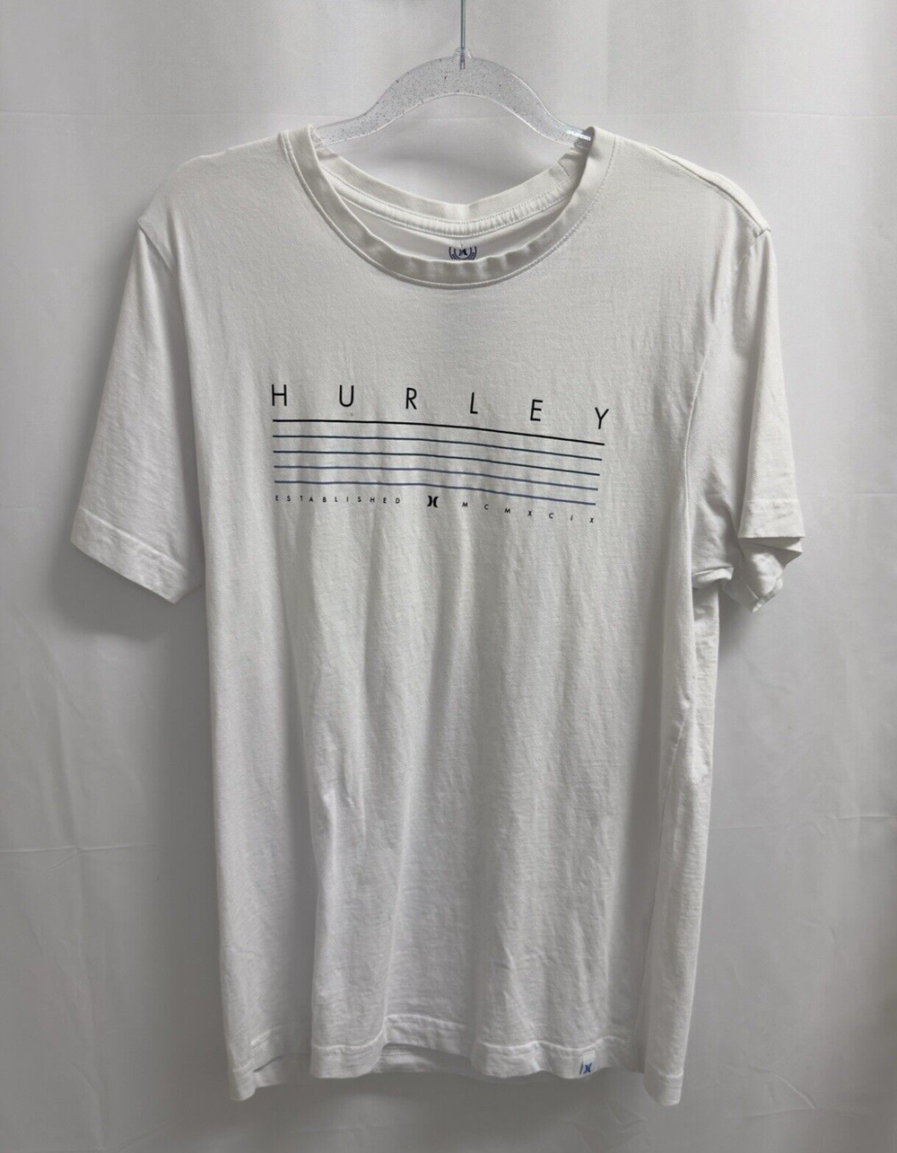 Hurley Essential Short Sleeve Graphic T Shirt Men's Size Small White 100% Cotton